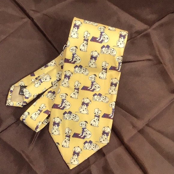 VTG The Eagle’S Eye Dalmatian Puppies 💯% Silk Handmade in Italy 🇮🇹 58”L Tie - Picture 6 of 7